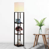 Shelf Floor Lamp - Shade Diffused Light Source with Open-Box Shelves - Front View
