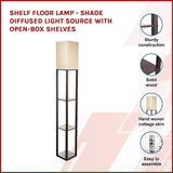 Shelf Floor Lamp - Shade Diffused Light Source with Open-Box Shelves - Side View