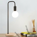 Modern Table lamp Desk Light Timber Base Bedside Bedroom Black - Front View