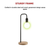 Modern Table lamp Desk Light Timber Base Bedside Bedroom Black - Close-Up Angle