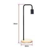 Modern Table lamp Desk Light Timber Base Bedside Bedroom Black - Low Angle