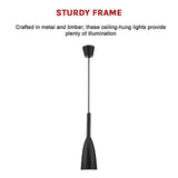 Black Pendant Lighting Kitchen Lamp Modern Pendant Light Bar Wood Ceiling Lights - 45-Degree Angle