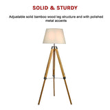 Modern Floor Lamp Wood Tripod Home Bedroom Reading Light 145cm - 45-Degree Angle
