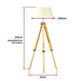 Modern Floor Lamp Wood Tripod Home Bedroom Reading Light 145cm - Rear View