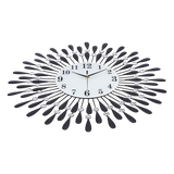 Large Modern 3D Crystal Wall Clock Luxury Art Metal Round Home Decor - Rear View