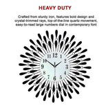 Large Modern 3D Crystal Wall Clock Luxury Art Metal Round Home Decor