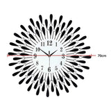Large Modern 3D Crystal Wall Clock Luxury Art Metal Round Home Decor - Low Angle