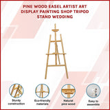 Pine Wood Easel Artist Art Display Painting Shop Tripod Stand Wedding - Close-Up Angle