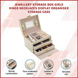 Jewellery Storage Box Girls Rings Necklaces Display Organiser Storage Case - Side View