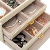 Jewellery Storage Box Girls Rings Necklaces Display Organiser Storage Case - Rear View