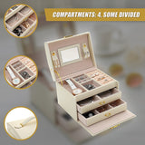 Jewellery Storage Box Girls Rings Necklaces Display Organiser Storage Case - Low Angle