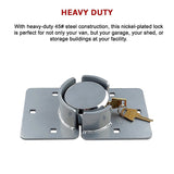 Van Door Lock With Brackets - Heavy Duty Security Vehicle Hasp Padlock - Close-Up Angle