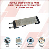Double-Sided Diamond Knife Sharpeners Sharpening Stone W/ Stone Holder - Side View