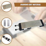 Double-Sided Diamond Knife Sharpeners Sharpening Stone W/ Stone Holder - Low Angle
