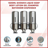 1500ml Shower Liquid Soap Body Lotion Gel Shampoo Bathroom Dispenser - Side View