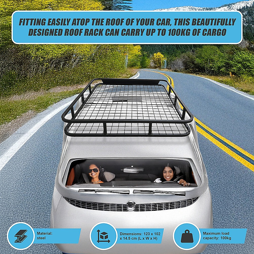 Universal Roof Rack Basket - Car Luggage Carrier Steel Cage Vehicle Cargo