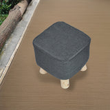 Fabric Ottoman Foot Stool Rest Pouffe Footstool Wood Storage Padded Seat - Rear View
