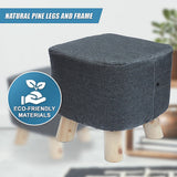 Fabric Ottoman Foot Stool Rest Pouffe Footstool Wood Storage Padded Seat - Extra Image