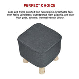 Fabric Ottoman Foot Stool Rest Pouffe Footstool Wood Storage Padded Seat - Extra Image