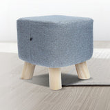 Fabric Ottoman Foot Stool Rest Pouffe Footstool Wood Storage Padded Seat - Front View