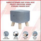 Fabric Ottoman Foot Stool Rest Pouffe Footstool Wood Storage Padded Seat - Side View
