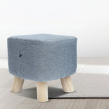 Fabric Ottoman Foot Stool Rest Pouffe Footstool Wood Storage Padded Seat - Close-Up Angle