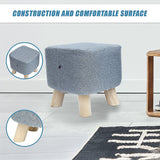Fabric Ottoman Foot Stool Rest Pouffe Footstool Wood Storage Padded Seat - Low Angle