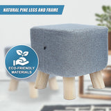 Fabric Ottoman Foot Stool Rest Pouffe Footstool Wood Storage Padded Seat - Extra Image