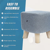 Fabric Ottoman Foot Stool Rest Pouffe Footstool Wood Storage Padded Seat - Extra Image