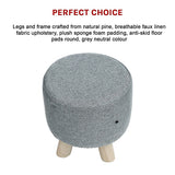 Fabric Ottoman Foot Stool Rest Pouffe Footstool Wood Storage Padded Seat - Extra Image