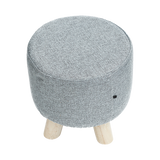 Fabric Ottoman Foot Stool Rest Pouffe Footstool Wood Storage Padded Seat - Top-Down View
