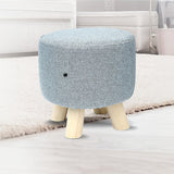 Fabric Ottoman Foot Stool Rest Pouffe Footstool Wood Storage Padded Seat - Front View