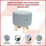 Fabric Ottoman Foot Stool Rest Pouffe Footstool Wood Storage Padded Seat - Side View