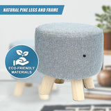 Fabric Ottoman Foot Stool Rest Pouffe Footstool Wood Storage Padded Seat - Low Angle
