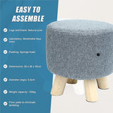 Fabric Ottoman Foot Stool Rest Pouffe Footstool Wood Storage Padded Seat - Extra Image