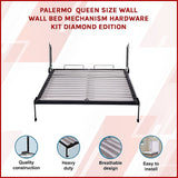 Palermo Queen Size Wall Bed Mechanism Hardware Kit Diamond Edition - Side View