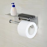 Stainless Steel Double Toilet Paper Holder Towel Roll Tissue Rack Storage Shelf - Front View