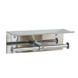 Stainless Steel Double Toilet Paper Holder Towel Roll Tissue Rack Storage Shelf - Top-Down View