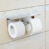 Stainless Steel Double Toilet Paper Holder Towel Roll Tissue Rack Storage Shelf - 45-Degree Angle