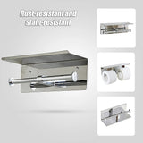 Stainless Steel Double Toilet Paper Holder Towel Roll Tissue Rack Storage Shelf - Low Angle