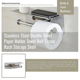 Stainless Steel Double Toilet Paper Holder Towel Roll Tissue Rack Storage Shelf - Extra Image