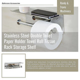 Stainless Steel Double Toilet Paper Holder Towel Roll Tissue Rack Storage Shelf - Extra Image