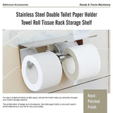 Stainless Steel Double Toilet Paper Holder Towel Roll Tissue Rack Storage Shelf - Extra Image
