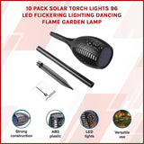 10 Pack Solar Torch Lights 96 LED Flickering Lighting Dancing Flame Garden Lamp - Side View