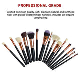 Soft 15Pcs Pro Face Powder Makeup Brushes Set Eyeshader Blending Highlight Tools - Top-Down View