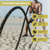 Battle Rope Dia 3.8cm x 9M length Poly Exercise Workout Strength Training - Close-Up Angle