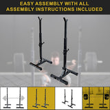 Pair of Adjustable Squat Rack Sturdy Steel Barbell Bench Press Stands GYM/HOME - Close-Up Angle