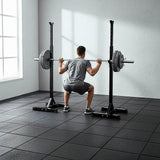 Adjustable Squat Rack Pair Steel Barbell Bench Press Stands Gym Home