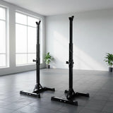 Adjustable Squat Rack Pair Steel Barbell Bench Press Stands Gym Home - Close-Up Angle
