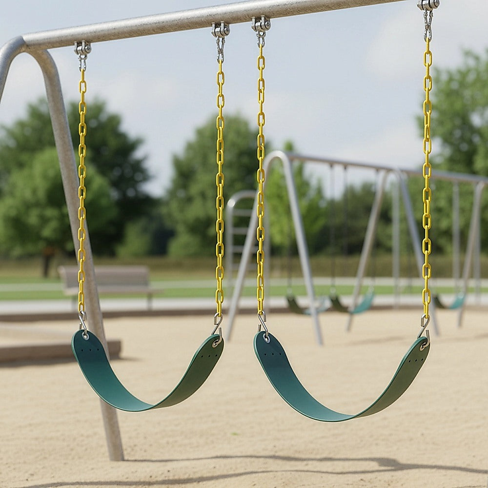 2 Pack Swings Seats Heavy Duty 66 Chain Plastic Coated Playground Swing